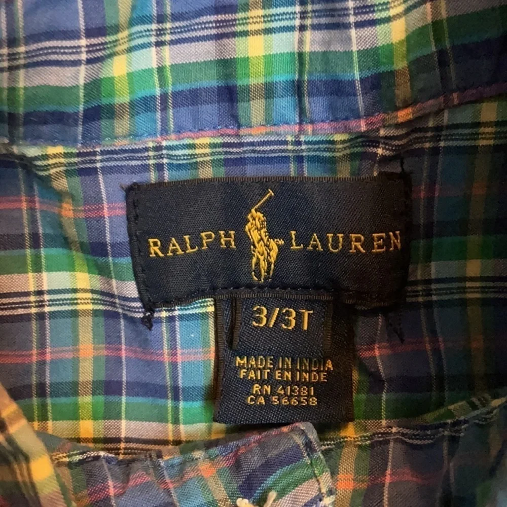 🤗EUC RALPH LAUREN PLAID COTTON for boy size 3/3T